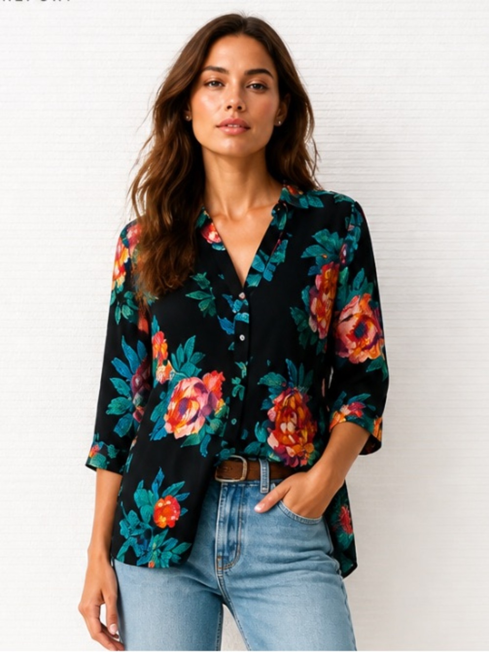 Anthropologie MAEVE Alisande Floral Button Front Tunic Blouse Boho Hawaiian